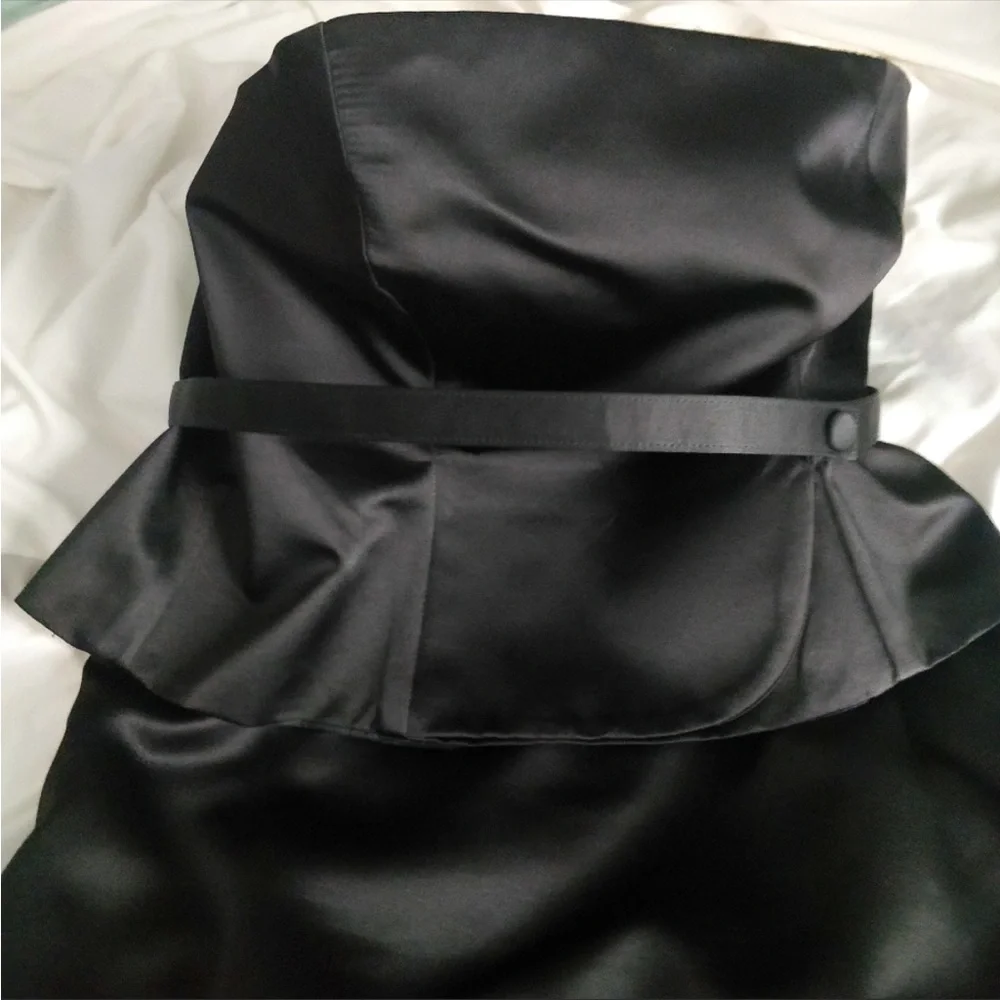Full-Length 2 Piece Strapless Black Satin Dress - Picture 6 of 6
